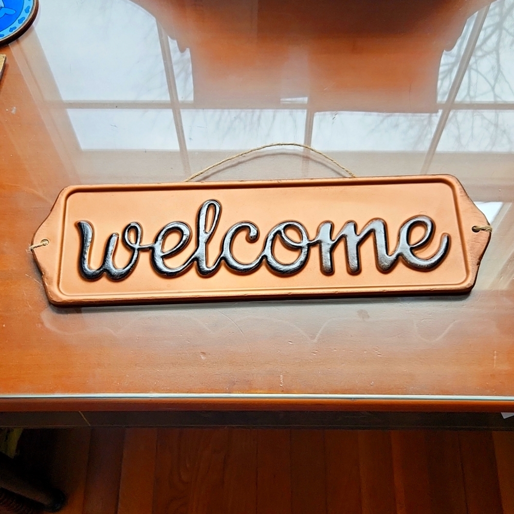 Copper metal Welcome sign